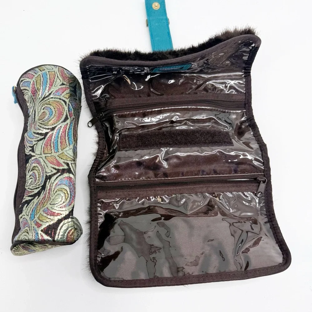 Stephanie Johnson Faux Fur Cosmetic Bag With Detachable Bags